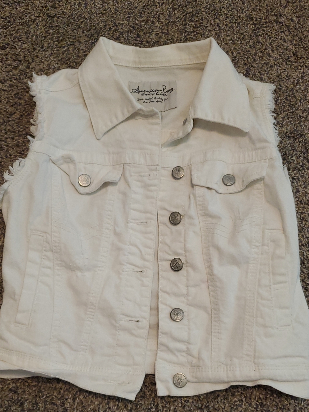 American Rag White Sleeveless Denim Vest